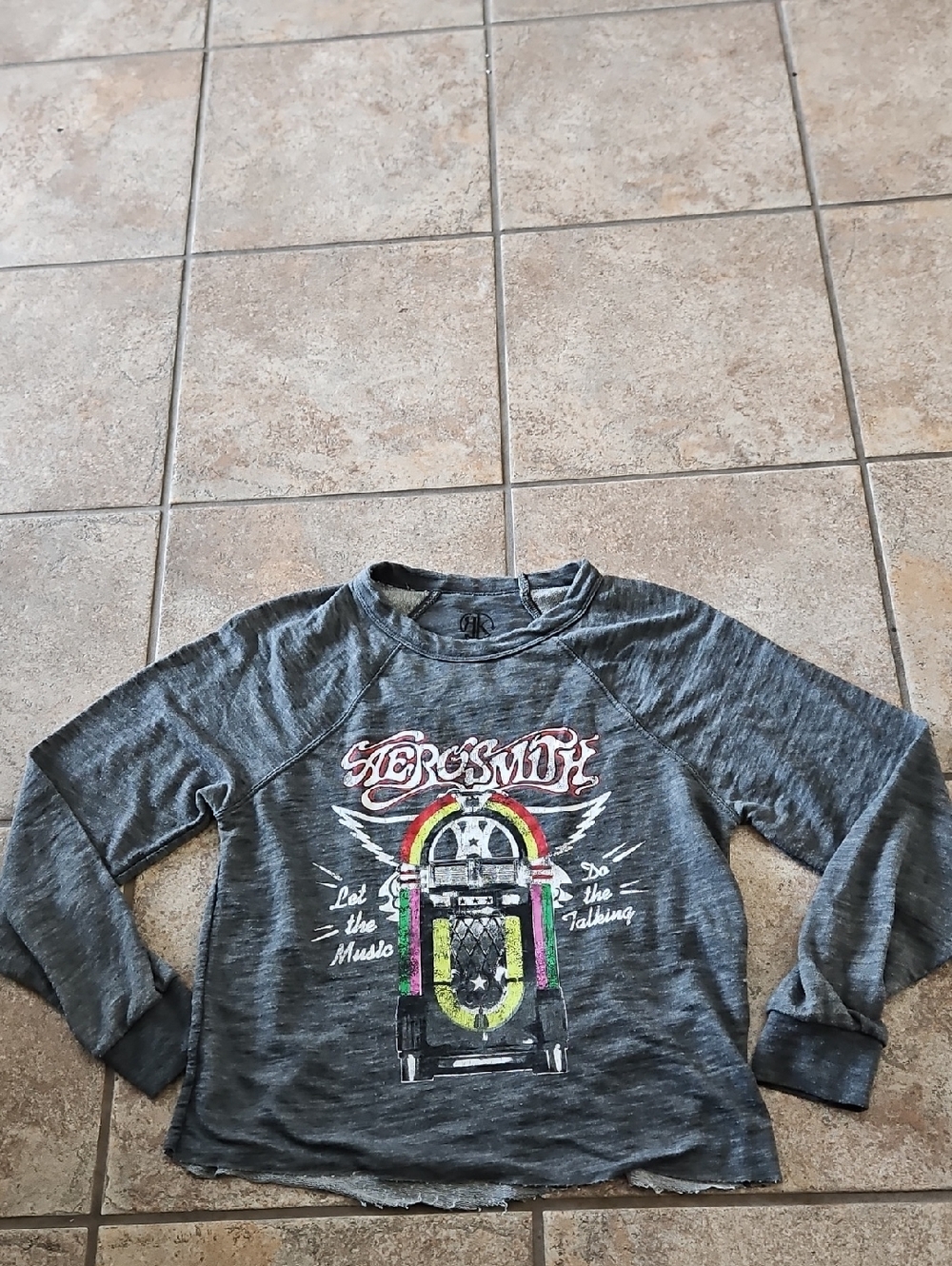 Aerosmith  Charcoal Graphic Pullover with Black Print